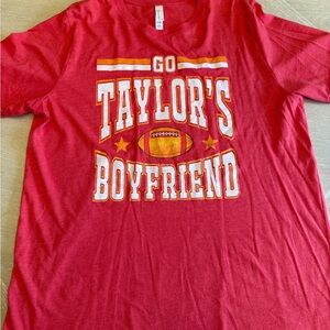 Taylor Swift’s Boyfriend Jersey Red Short Sleeve Tee with football